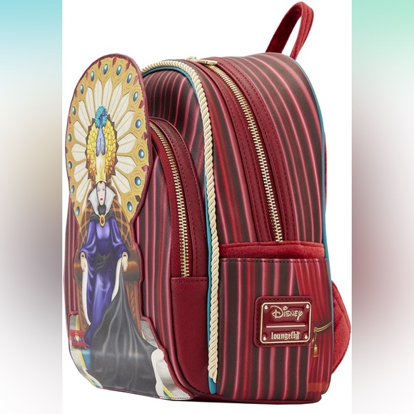 *NWT* LOUNGEFLY Disney Snow White Evil Queen Red Velvet Mini Backpack - Picture 2 of 6